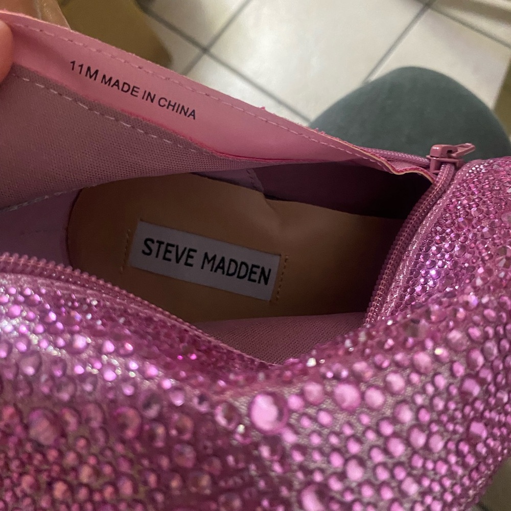 👢STEVE MADDEN VIVIANNE Pink Crystal Thigh-High Boots✨  Size 11 | Brand New, $150 - Picture 8 of 12